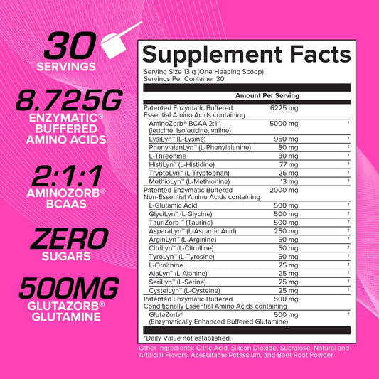 EFX Aminozorb Elite 21 tub front with zero sugar and pink bubblegum