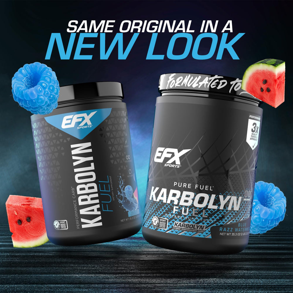 Karbolyn Fuel blue razz watermelon powder in scoop ready to mix
