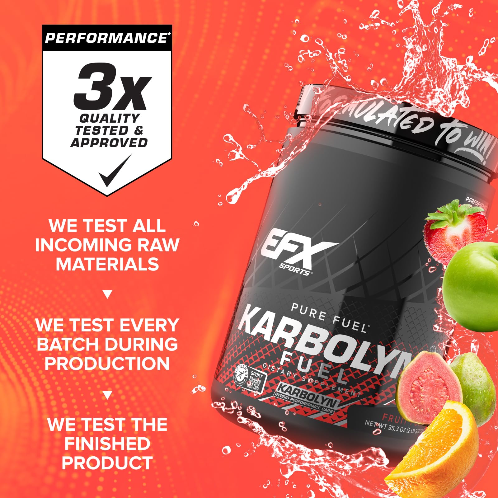 EFX Sports Karbolyn Fuel glass with fruit punch flavor and bubbles