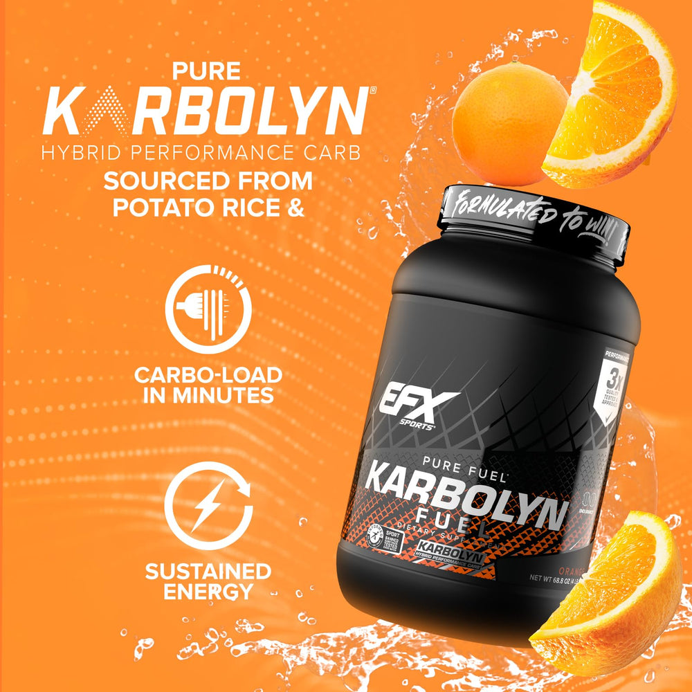 EFX Sports Karbolyn Fuel in glass with water, illustrating rapid absorption.