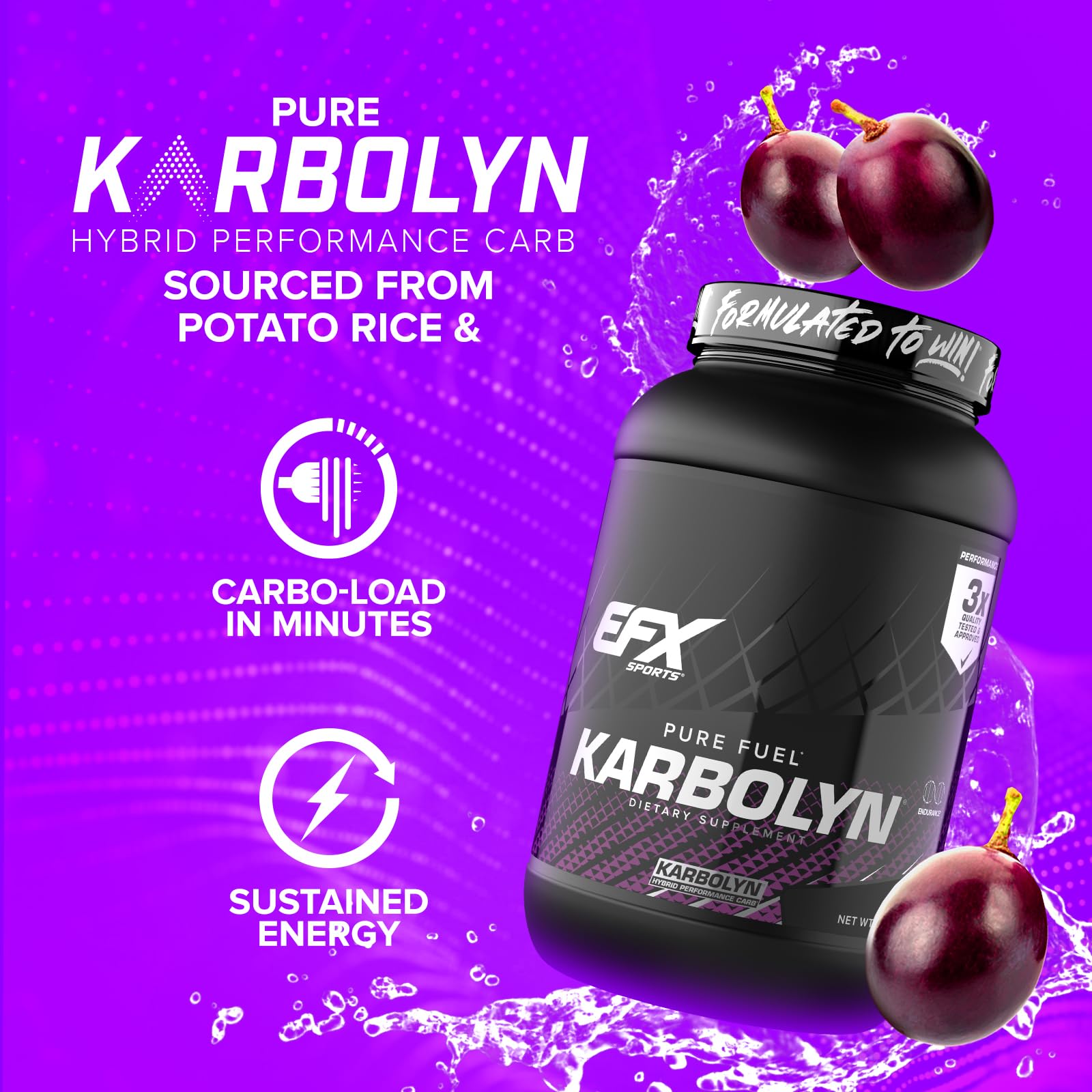 EFX Sports Karbolyn Fuel grape shake glass shows convenient intra-workout option.