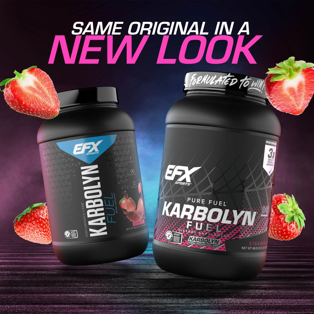 EFX Sports Karbolyn Fuel label closeup highlighting clean carb blend
