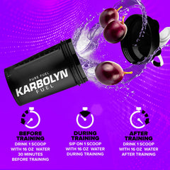 EFX Sports Karbolyn Fuel label close-up highlights clean ingredients.