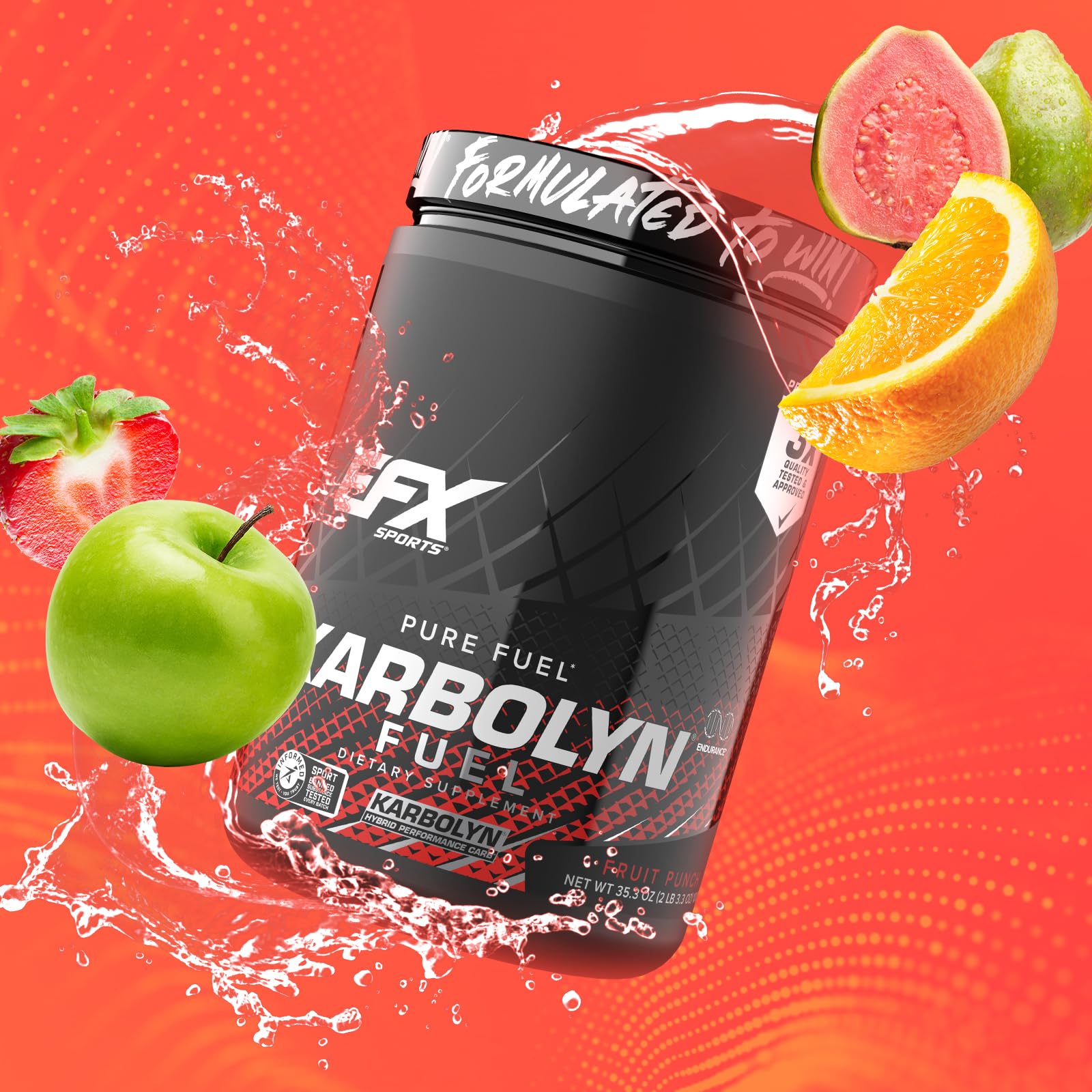 EFX Sports Karbolyn Fuel label close-up highlighting vegan-friendly formula