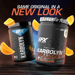 EFX Karbolyn Fuel label highlights gluten-free, sugar-free carbohydrate blend.