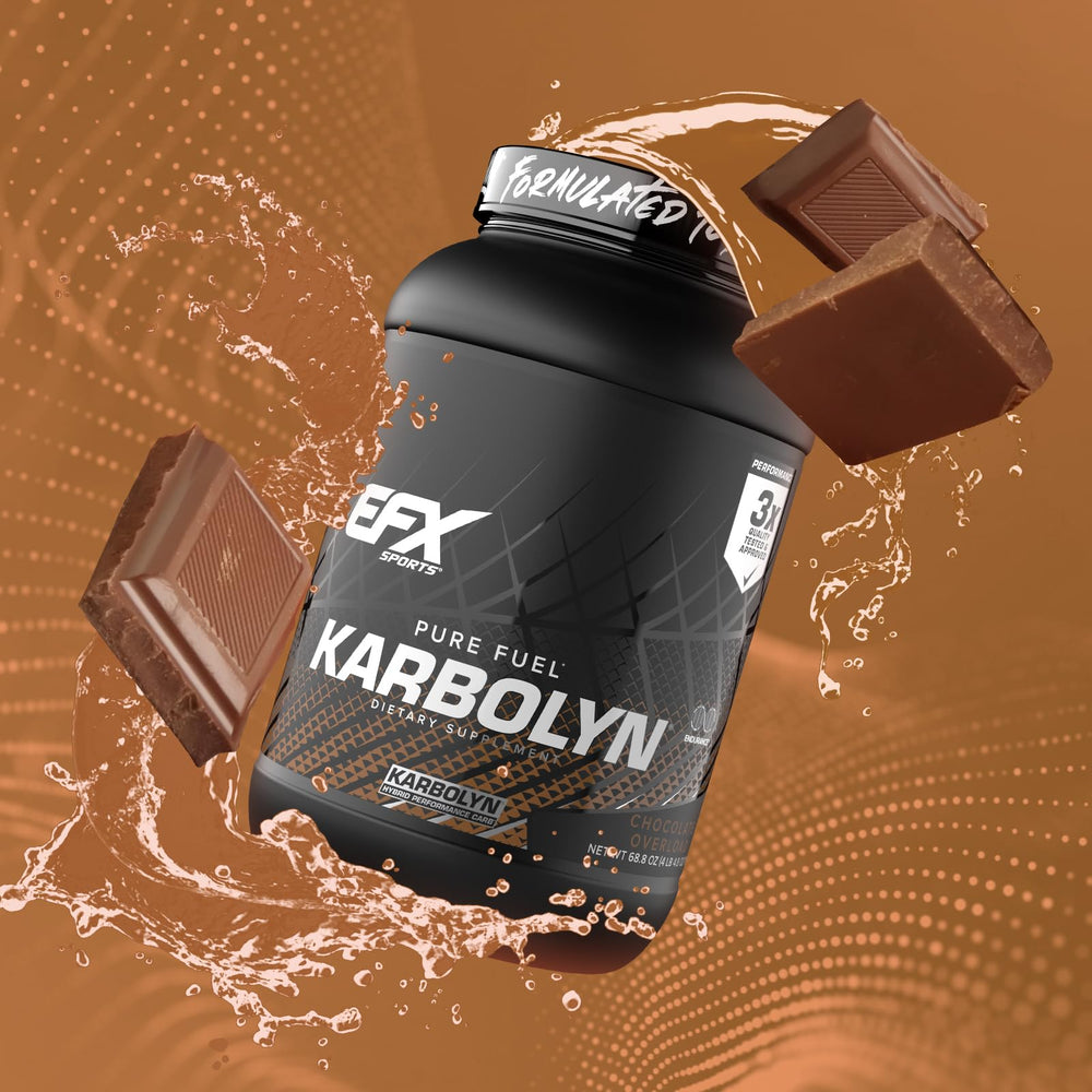 EFX Sports Karbolyn Fuel label close-up emphasizing vegan-friendly carbohydrate choice.