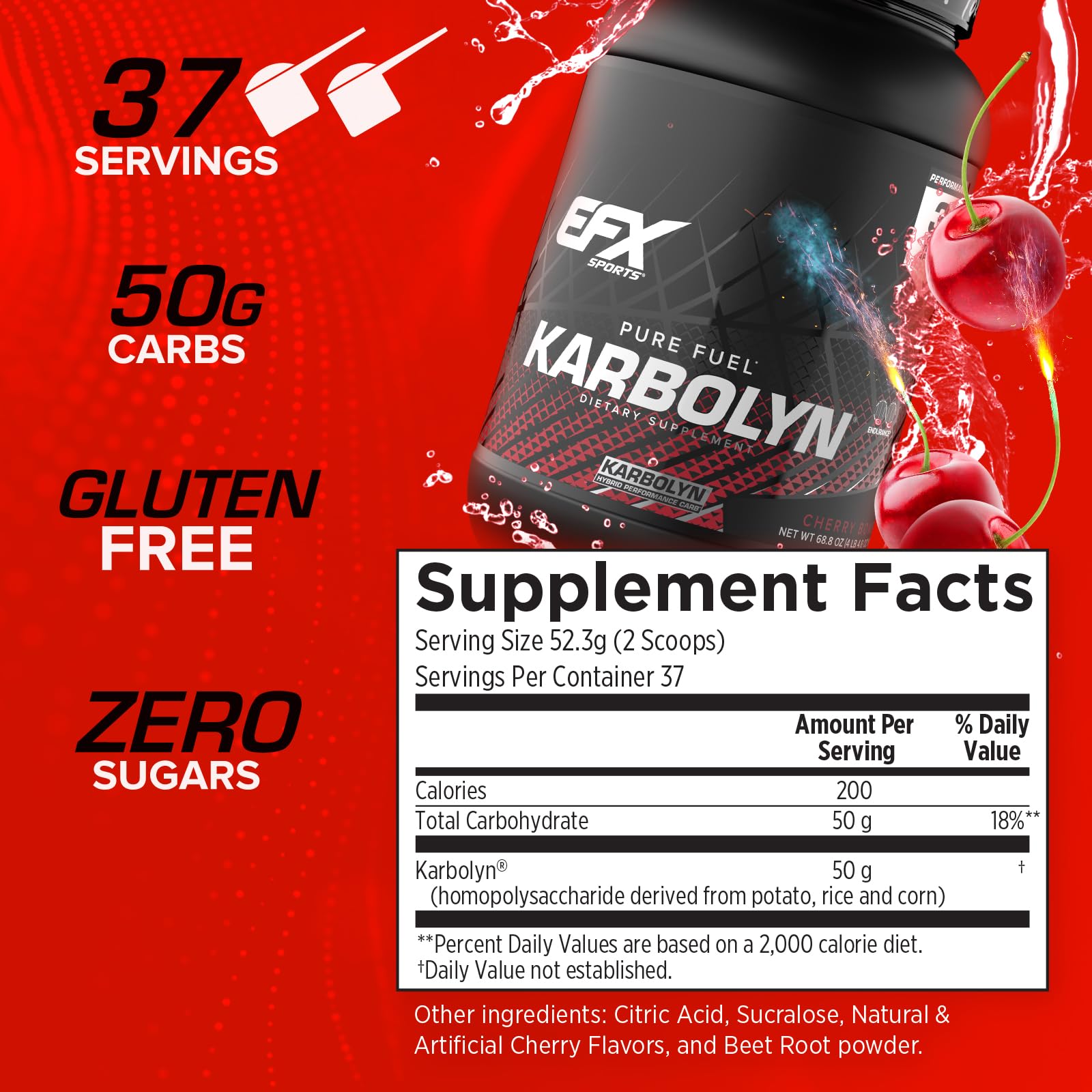 Karbolyn Fuel scoop with label highlighting quick mixing and easy dosing.