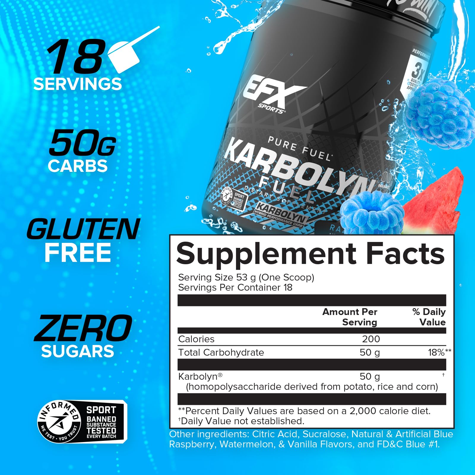 Karbolyn Fuel scoop resting beside container for quick pre workout fueling