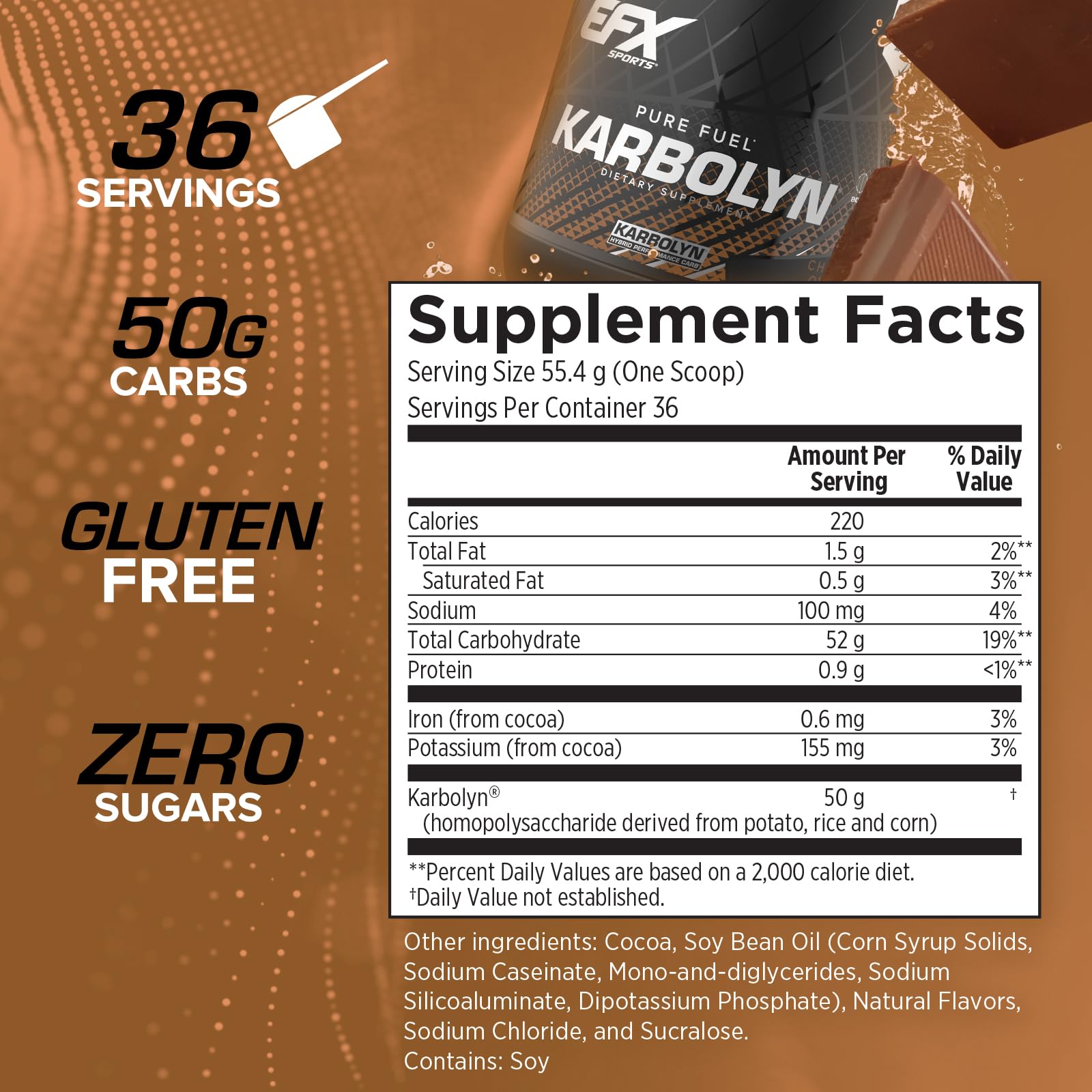 EFX Sports Karbolyn Fuel shaker mixing in water for sustained energy during workouts.