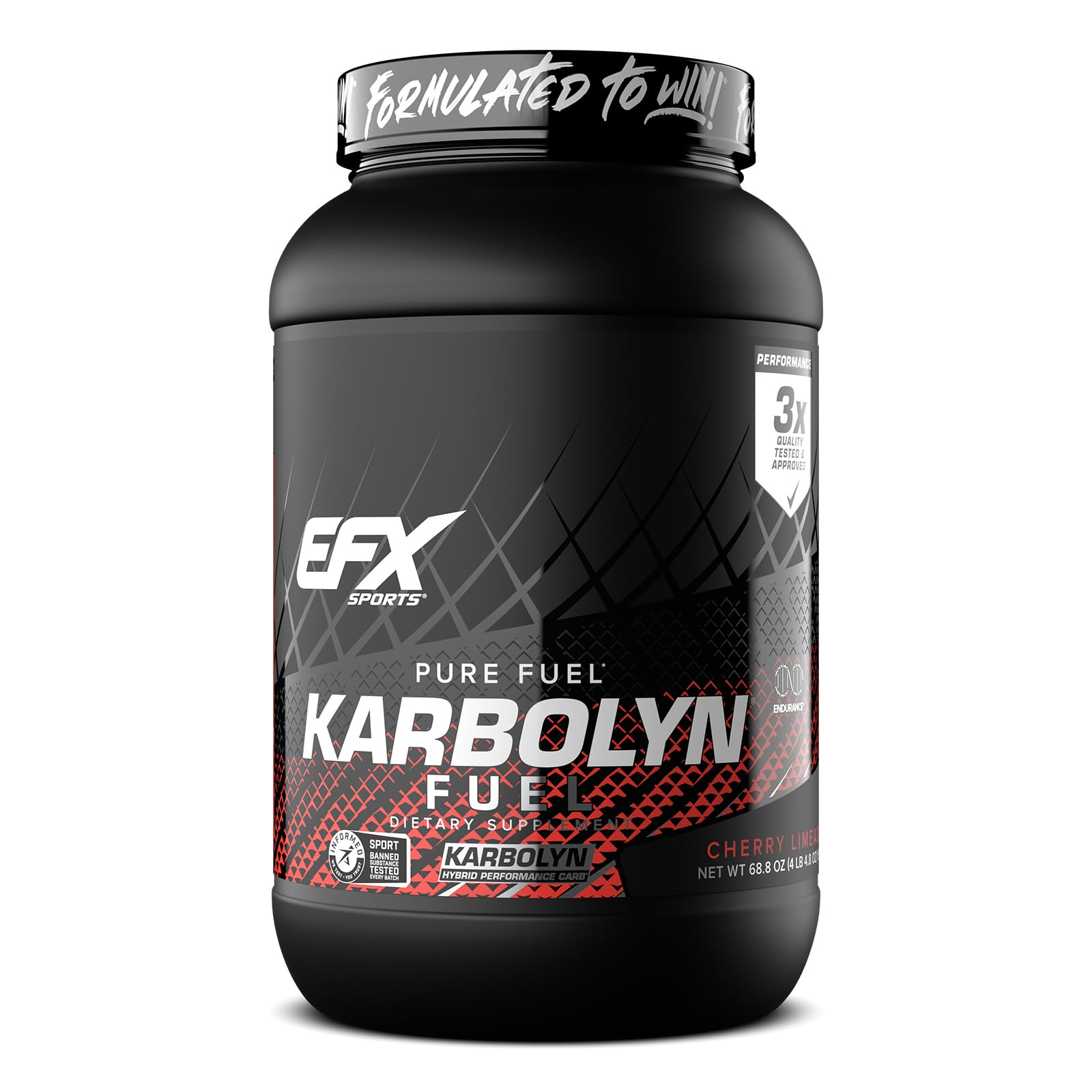 EFX Sports Karbolyn Fuel tub label with fast-absorbing carbs