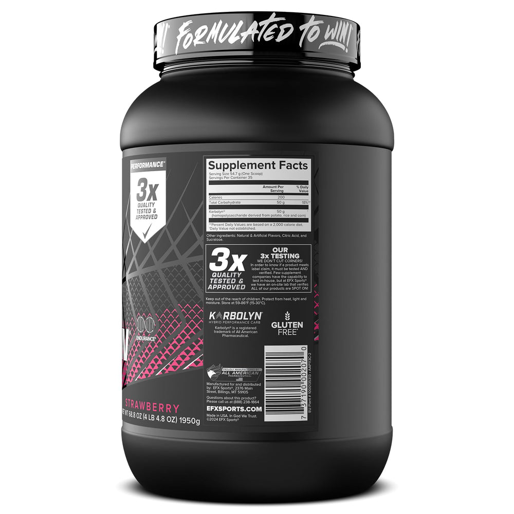 EFX Sports Karbolyn Fuel vegan-friendly, stimulant-free label
