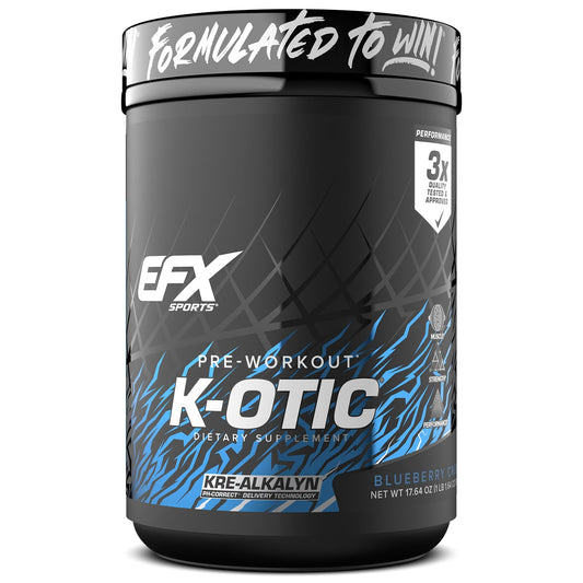 EFX Sports K-OTIC bottle closeup highlighting clean energy