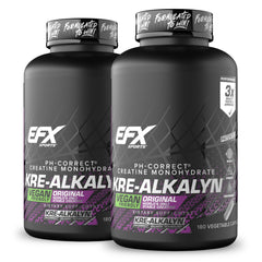 EFX Kre-Alkalyn EFX bottle front with vegan-friendly creatine for workouts