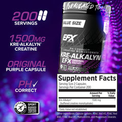 Close-up of Kre-Alkalyn EFX capsules in bottle for easy dosing.