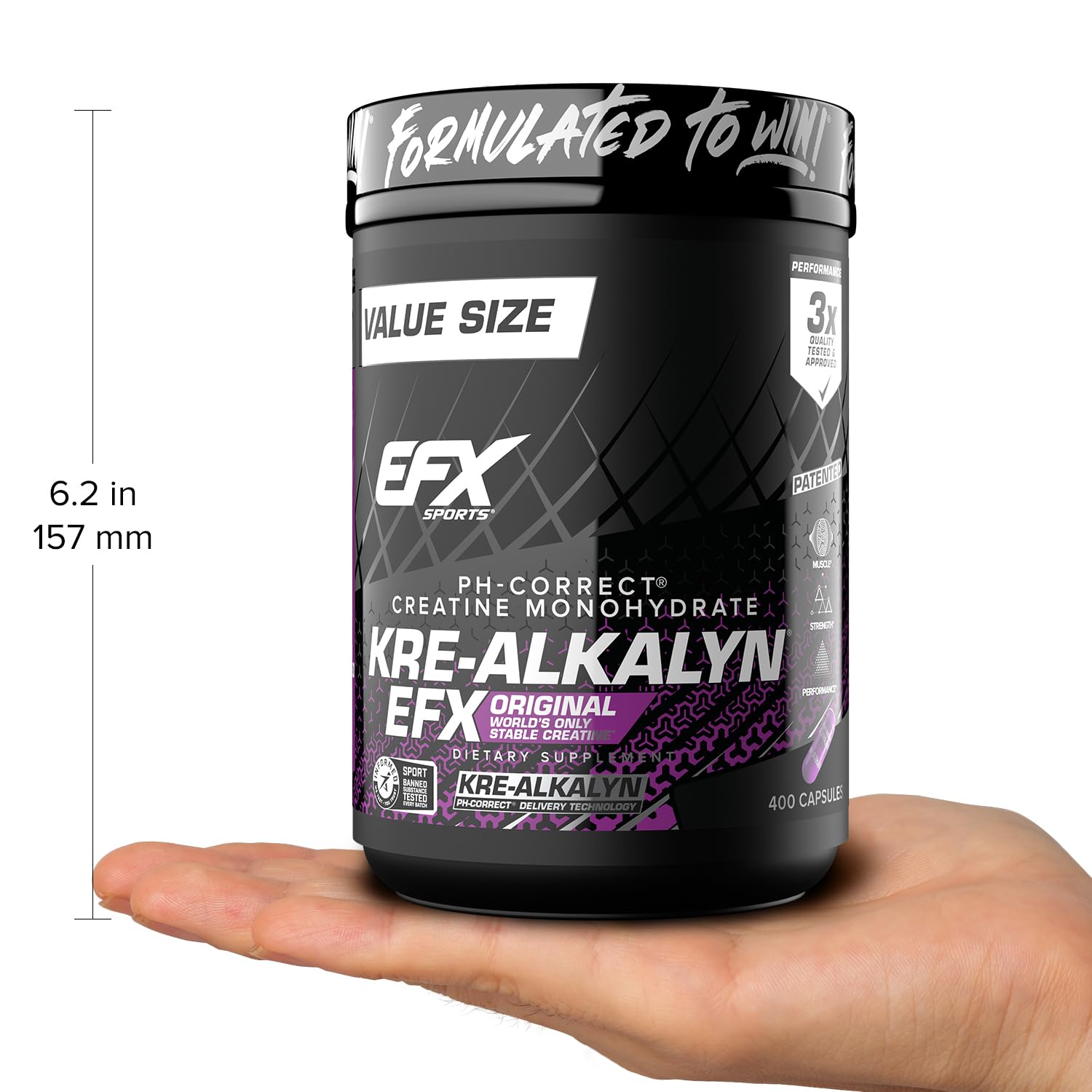 Daily-use scene with Kre-Alkalyn EFX capsules and water.