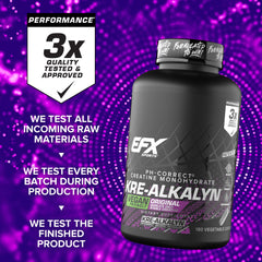 Kre-Alkalyn EFX on gym bench with dumbbells nearby