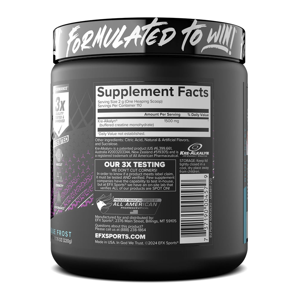 Informed Sport logo on Kre-Alkalyn EFX packaging assuring safety standards.