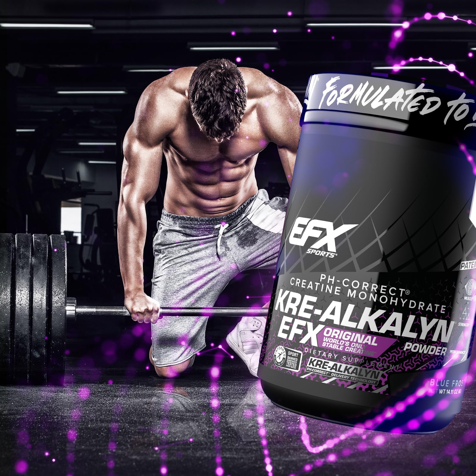 Kre-Alkalyn EFX powder dissolving in water for quick mix.