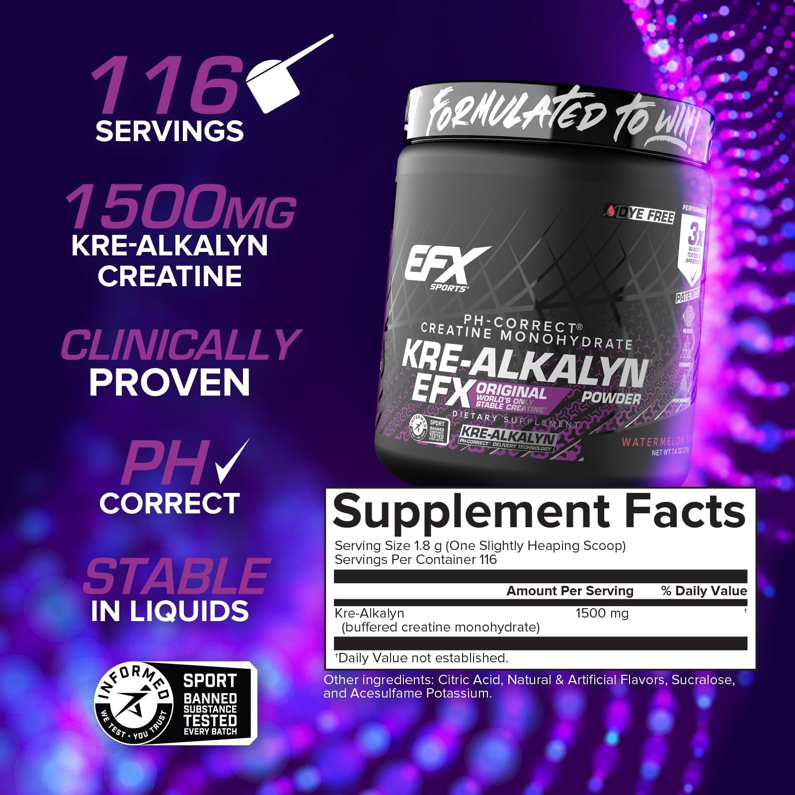 EFX Kre-Alkalyn EFX powder scoop highlighting easy dosing for training sessions