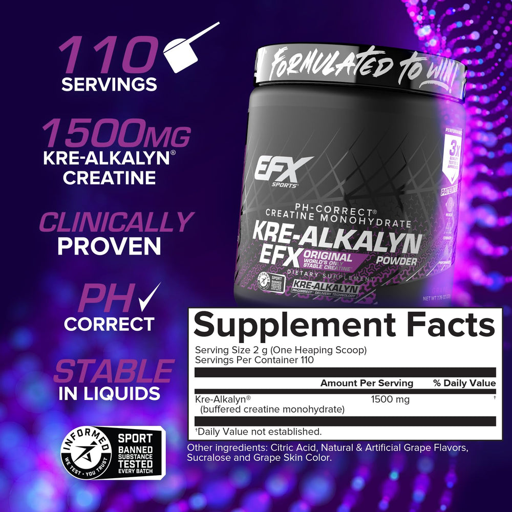 Scoop of Kre-Alkalyn EFX powder measured for precise servings.