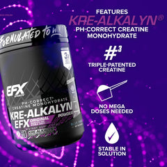 Unflavored Kre-Alkalyn EFX powder in blue frost tub.