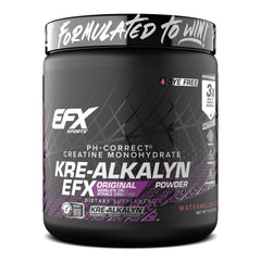 EFX Kre-Alkalyn EFX powder watermelon bottle shown for convenient daily creatine support