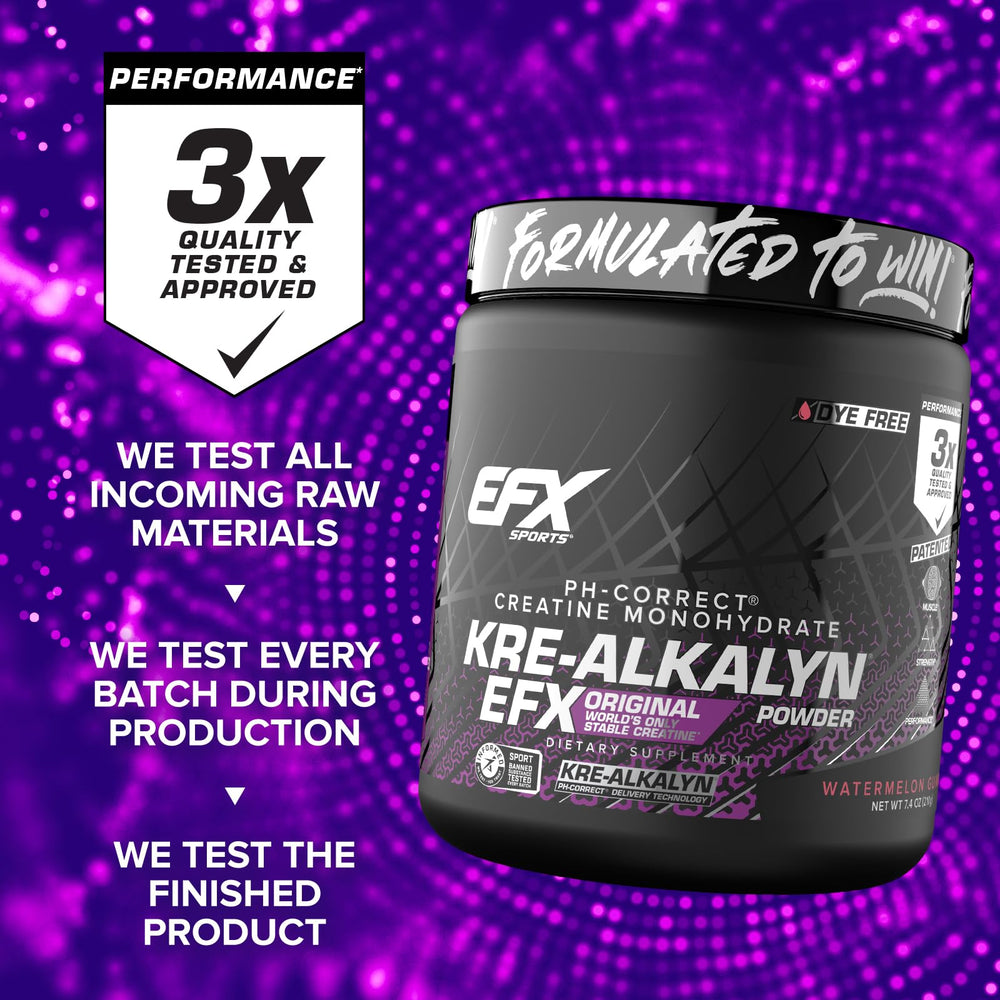 EFX Kre-Alkalyn EFX powder watermelon gummy flavor serving ready for flavorful workouts