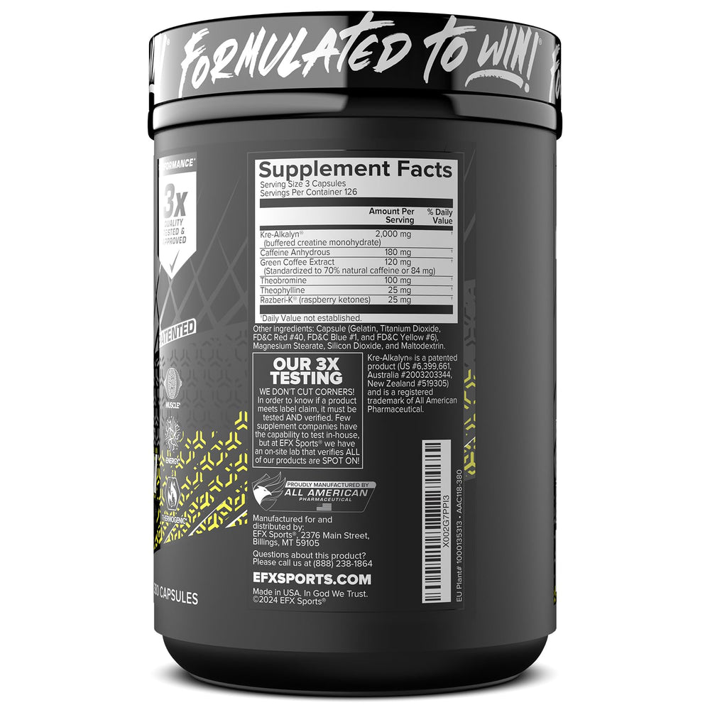 Store-ready display emphasizes 126 servings and 380 capsules value