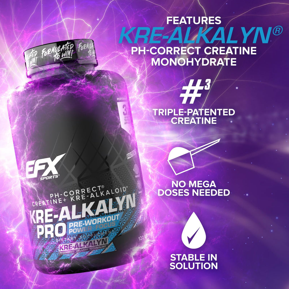 EFX Kre-Alkalyn Pro bottle on gym bag for on-the-go use