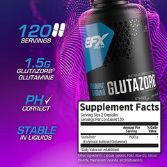 EFX Training Ground Glutazorb caps label closeup highlights vegan, dye-free formulation.