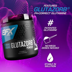 EFX Sports Training Ground Glutazorb label close-up with buffering technology.