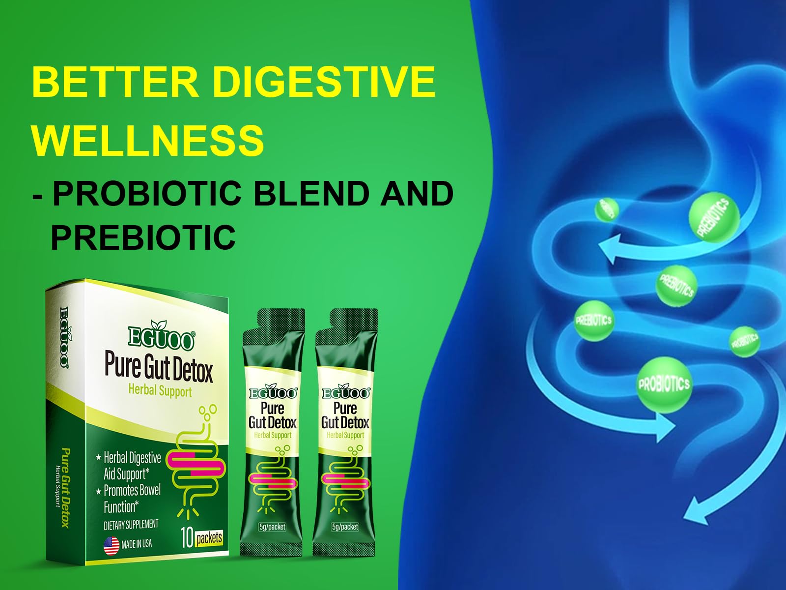 Pure Gut Detox packaging on display with label details