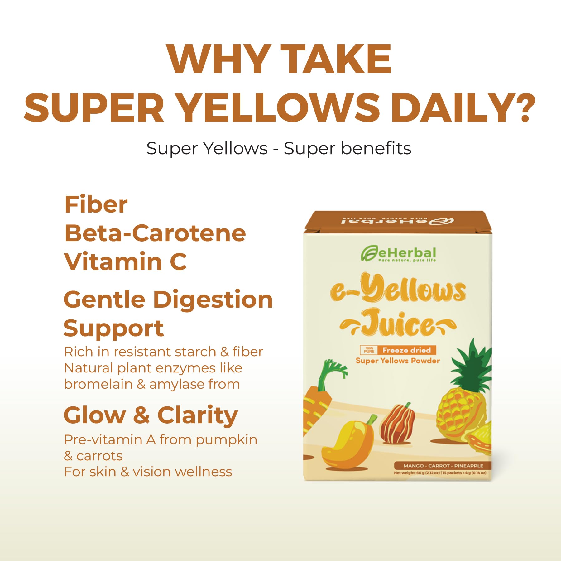 eHerbal on-the-go packs arranged for portable hydration and fiber support