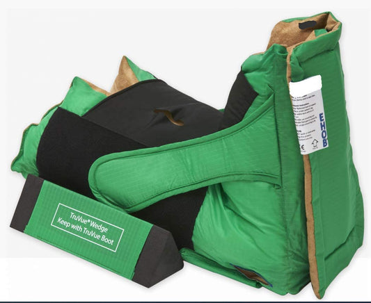 EHOB TruVue petite heel protector wedge boot side view showing low-profile design for heel offloading