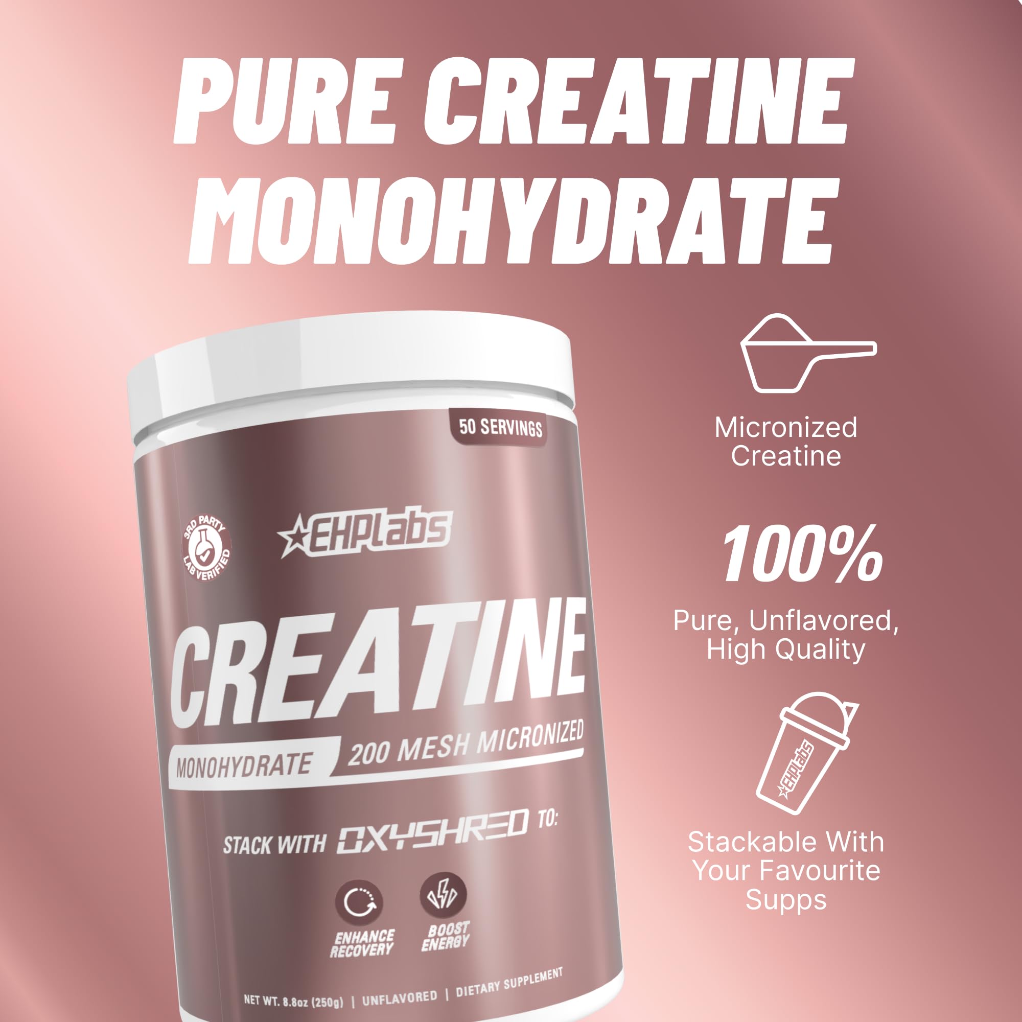EHP Labs CREA-8 powder dissolves smoothly in water.