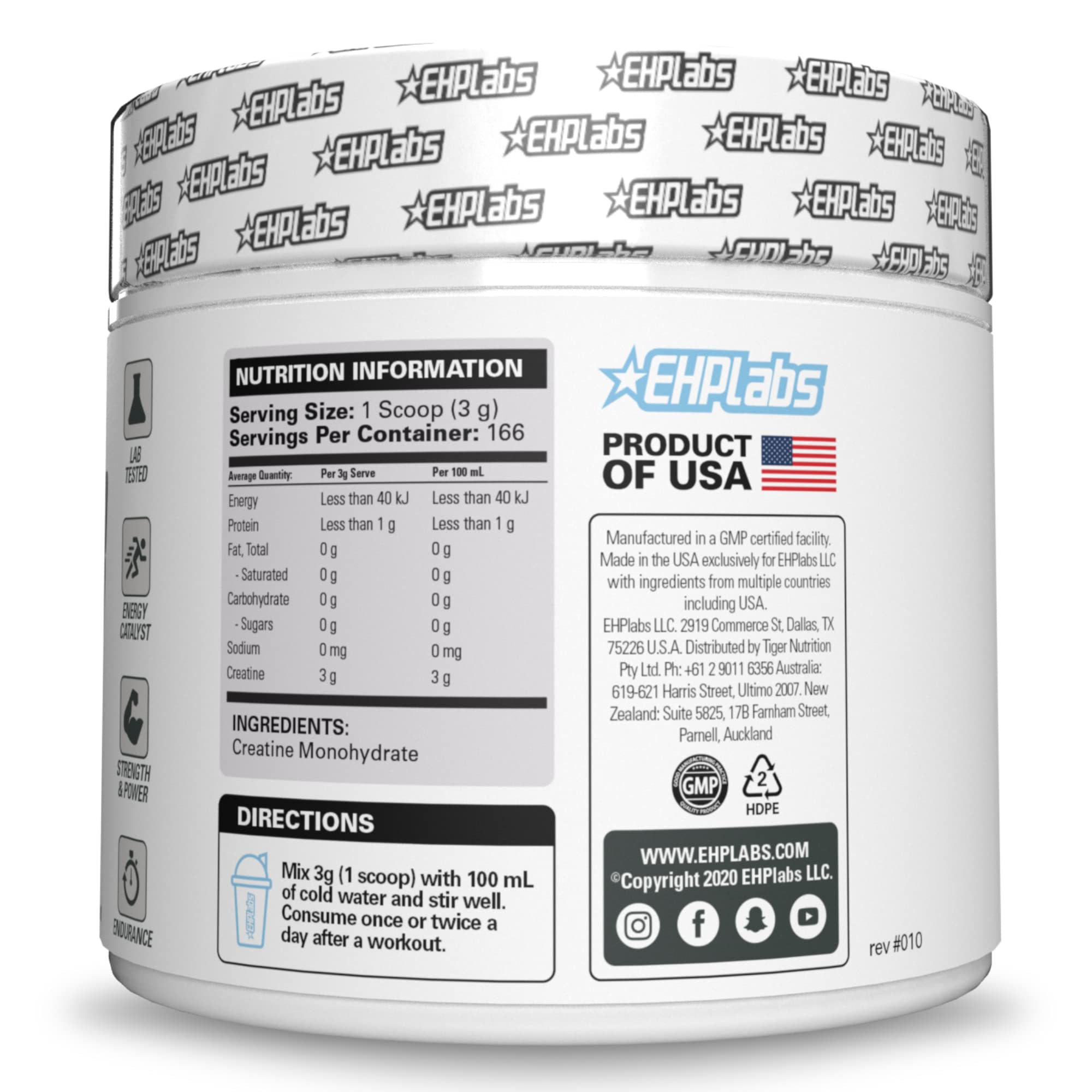 EHP Labs CREA-8 precise measurement scoop ensures accurate dosing
