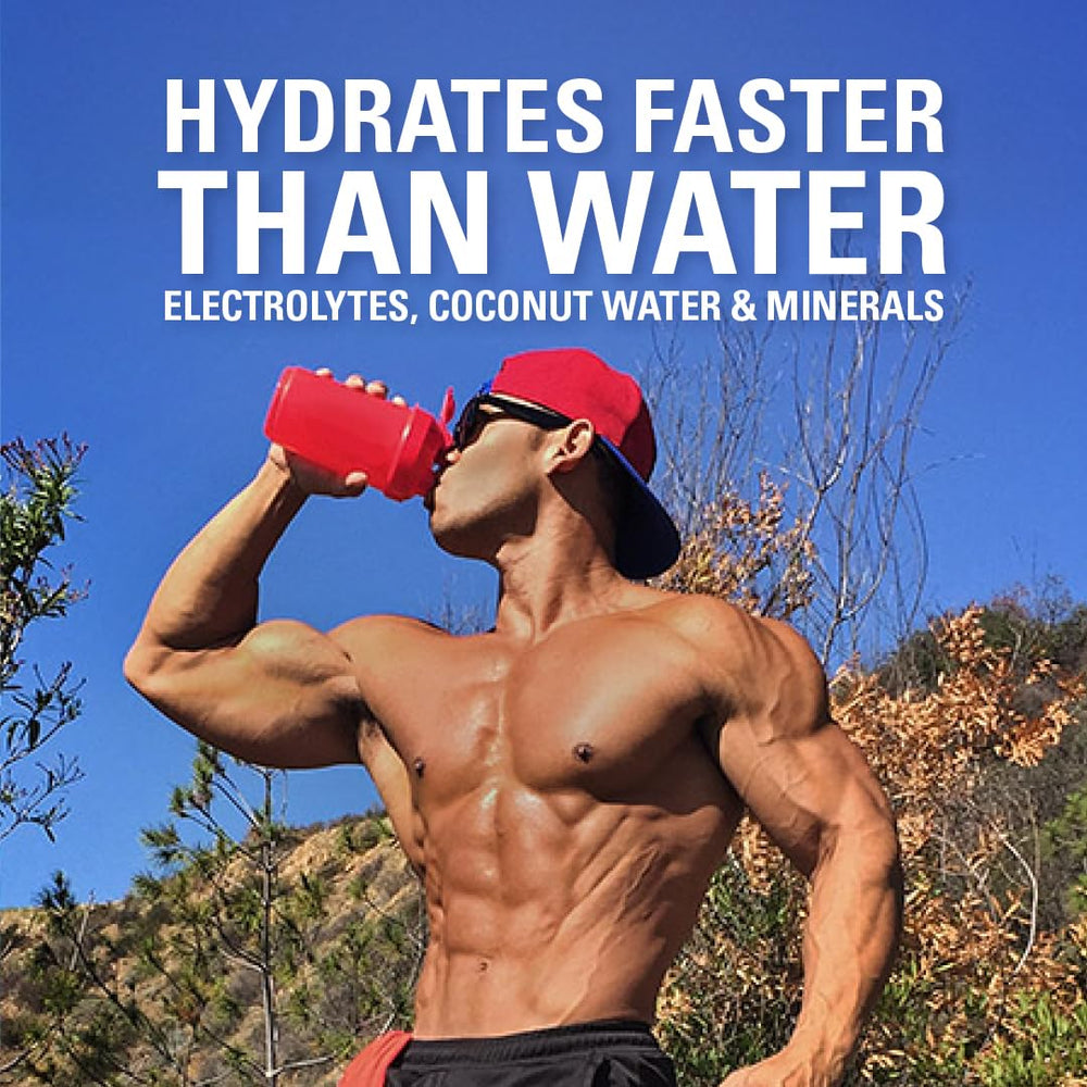 Hydreau hydration glass on gym bench highlighting sugar-free electrolyte support.