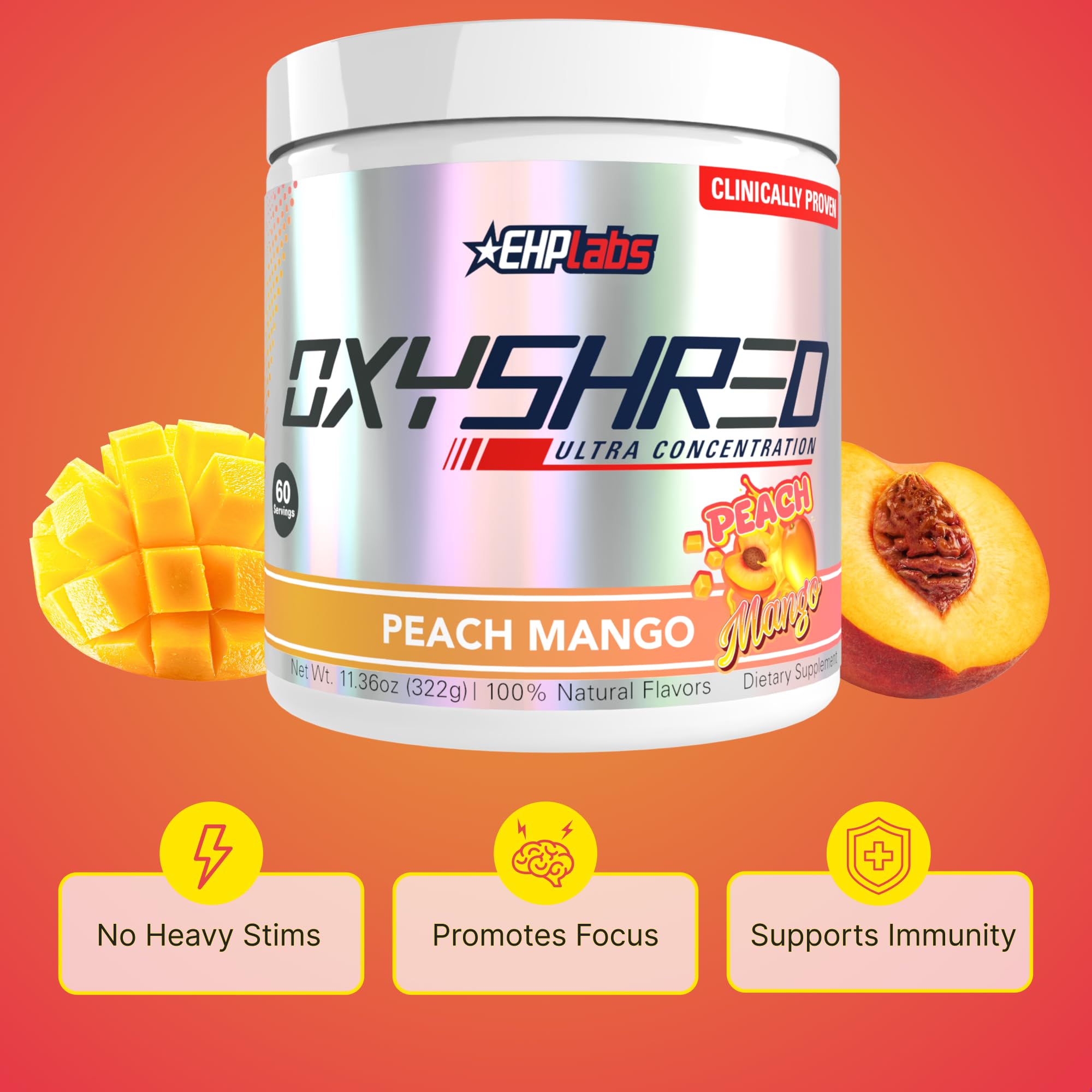 Close-up of OxyShred label highlighting flavor and formula
