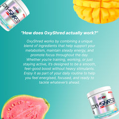 Acetyl L-carnitine emphasis in OxyShred formula supporting focus and energy.