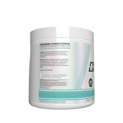 EHP Labs OxyShred scoop beside the Bahama Breeze can for easy dosing.