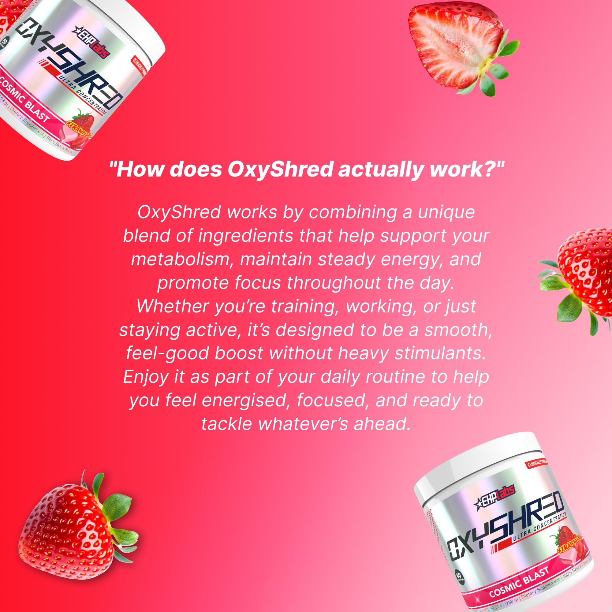 Ingredient panel of OxyShred Cosmic Blast featuring L Glutamine and Acetyl L Carnitine