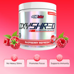 EHP Labs OxyShred Raspberry Refresh conveys fruity aroma and taste.
