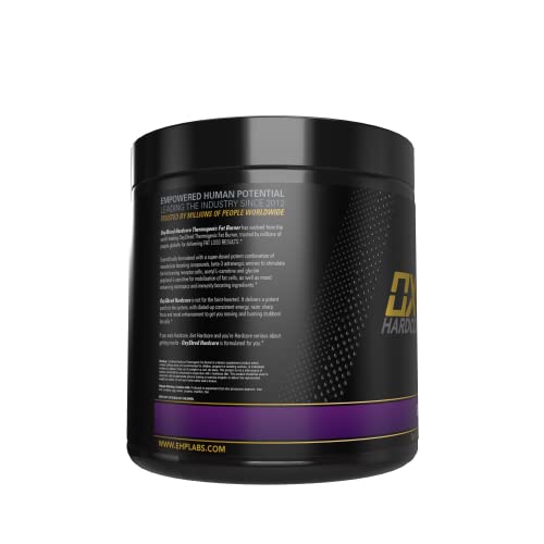 EHP Labs OxyShred Hardcore tub back reveals ingredients and caffeine details for transparency