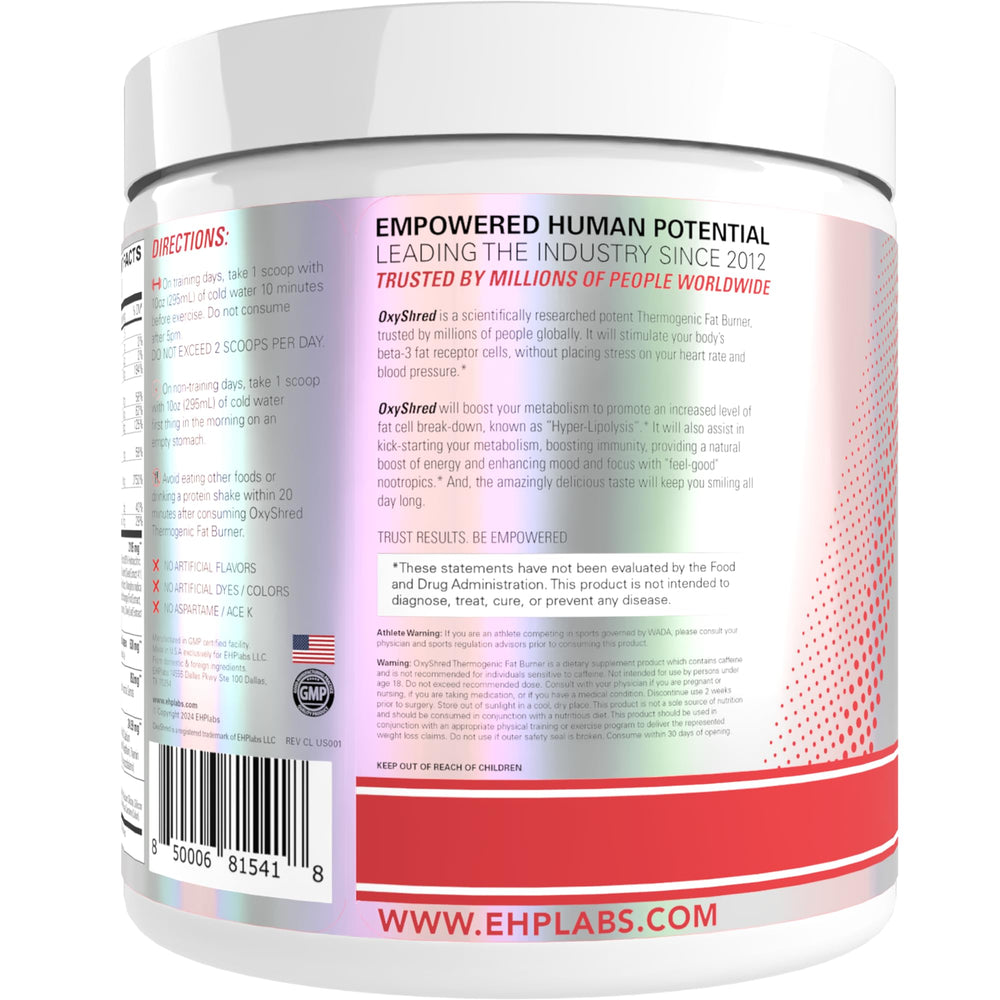 EHP Labs OxyShred Immunity Booster and Prebiotic icon highlight immune support.