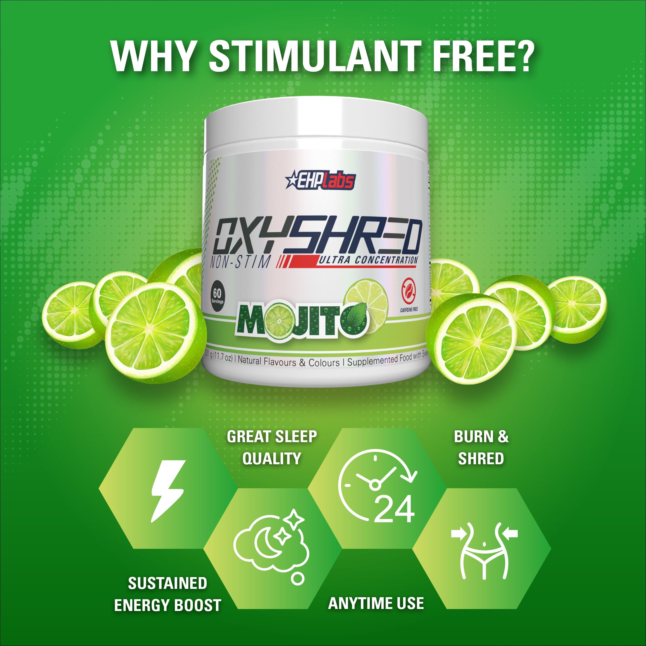 Mojito OxyShred mixed in glass, refreshing energy before training.