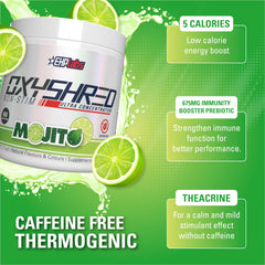 OxyShred Mojito scoop ready for a non-stimulant preworkout routine.