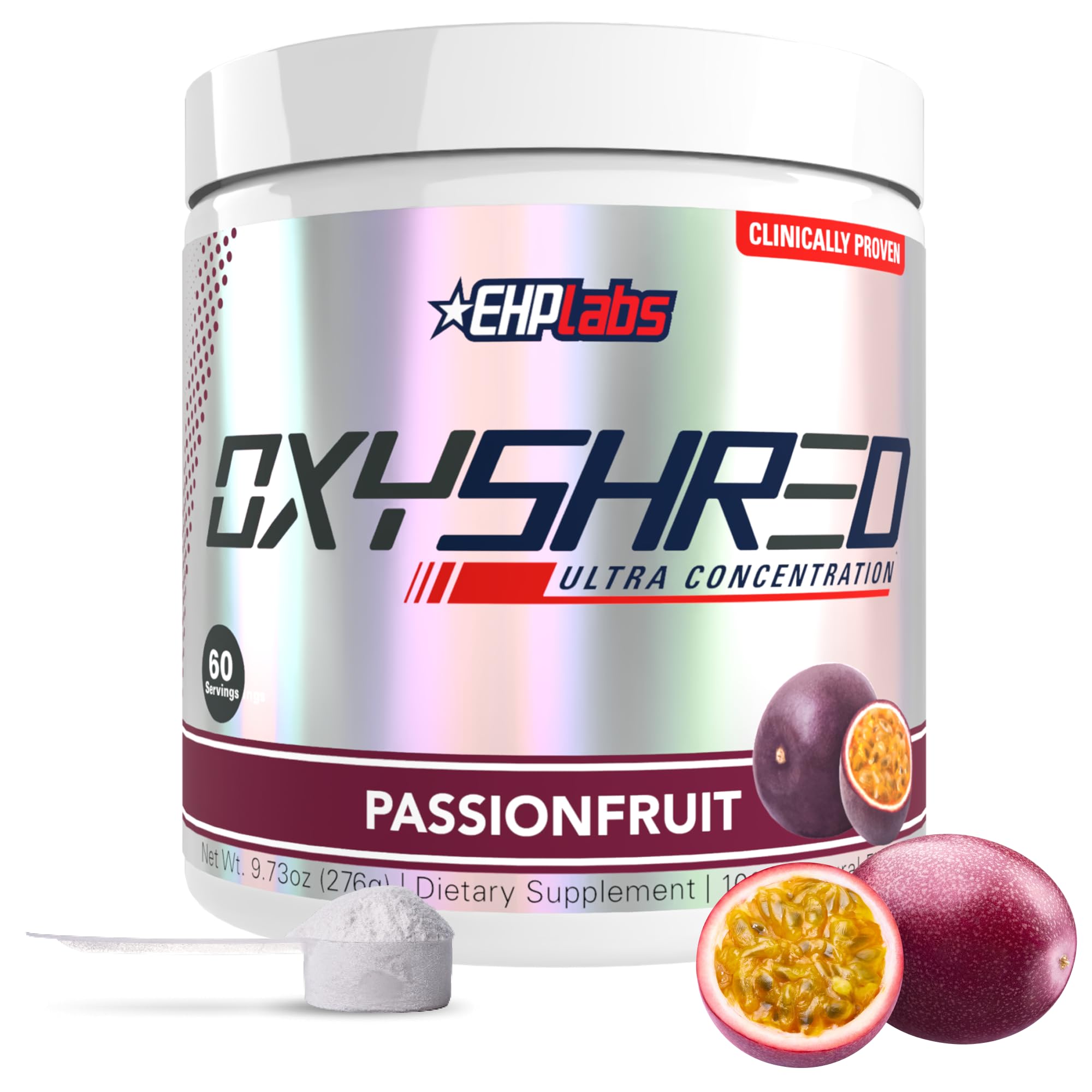 EHP Labs OxyShred Passionfruit bottle ready for pre workout energy lift