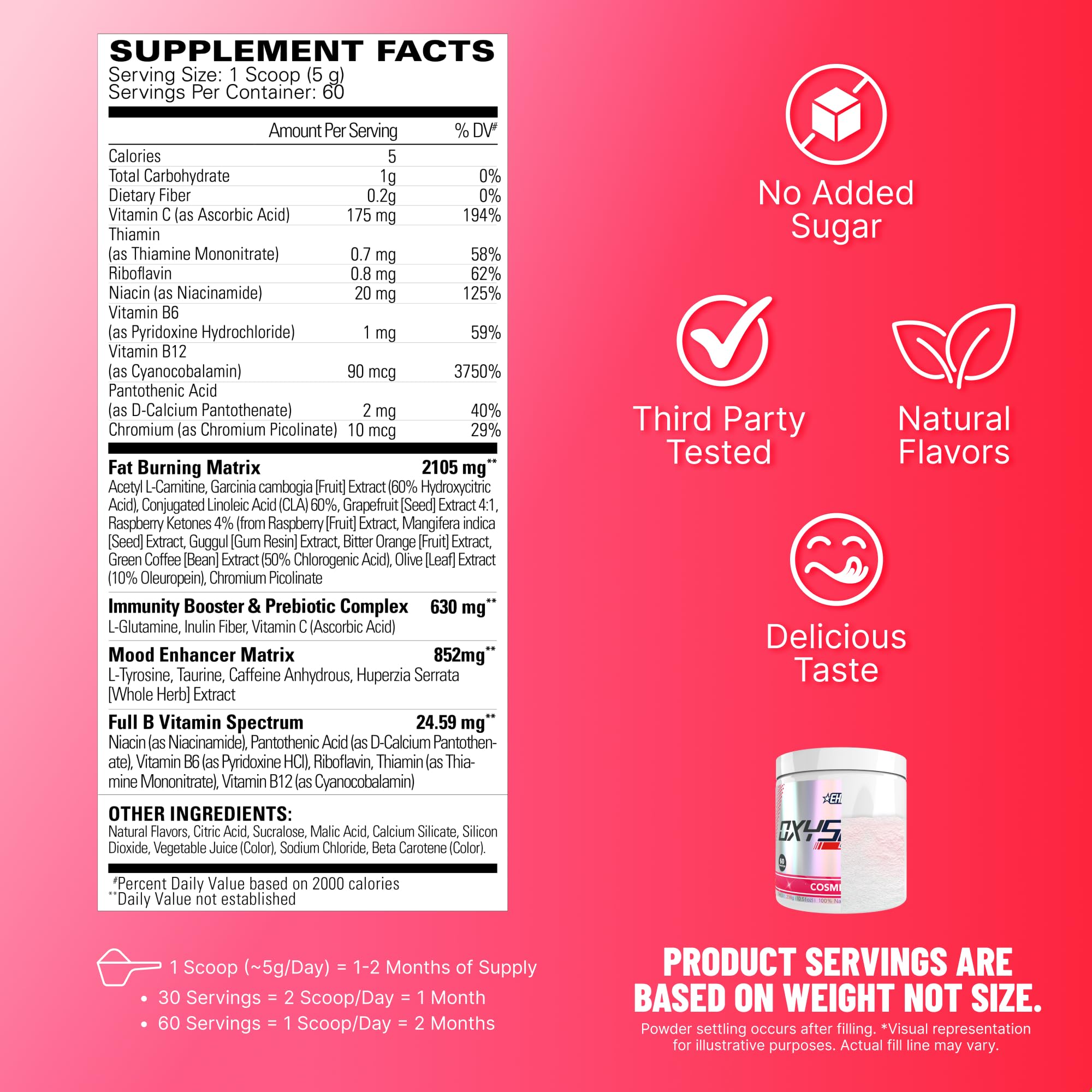EHP Labs OxyShred scoop with powder for quick mixing and energy.