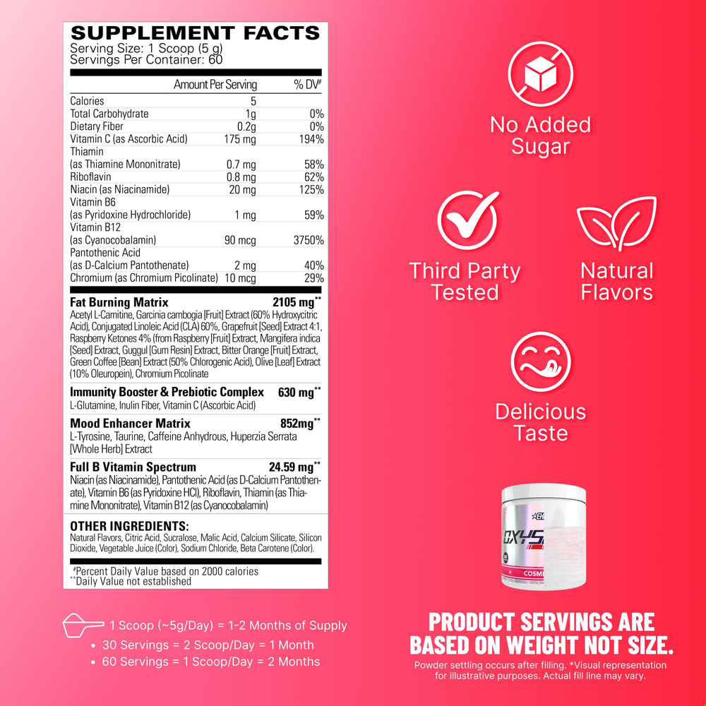 EHP Labs OxyShred scoop with powder for quick mixing and energy.