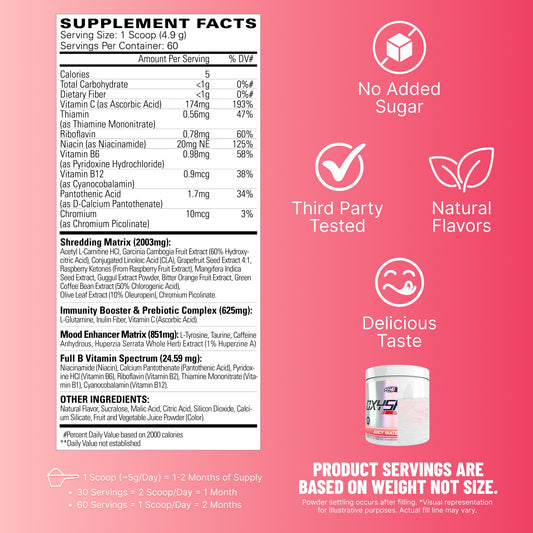 EHP Labs OxyShred scoop with water for quick pre-workout energy.